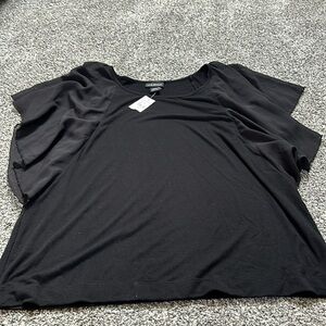 NWT Super Cute Black Top with sheer short sleeves. Size 18/20